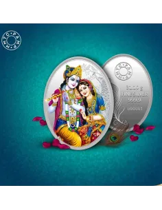 MMTC-PAMP 999.9 Silver Coin Oval Shape 1 oz / 31.10gm The Radha Krishna