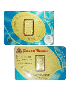 Narrondass Manordass Gold Bar Of 5 Grams in 995 24Kt Purity Fineness 