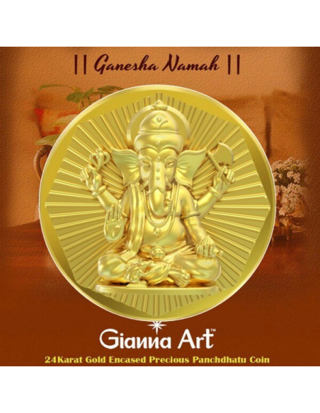 Ganesha Panchdhatu Coins Fusion of Gold Silver Copper Tin and Zinc by Gianna Art