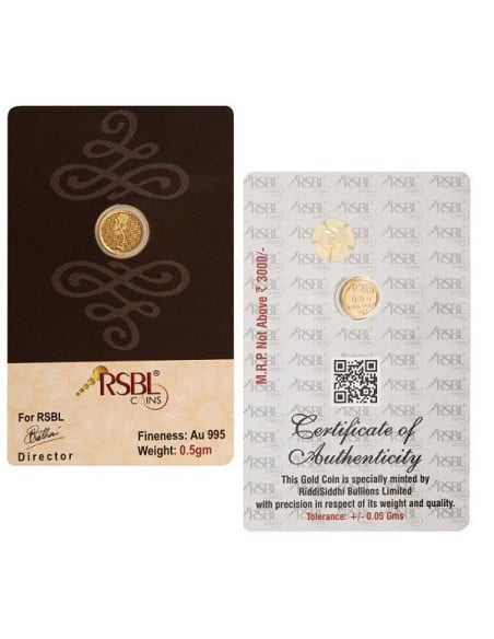 RSBL Gold Coin of 0.5 Gram / Half Gram in 24Kt 995 Purity / Fineness