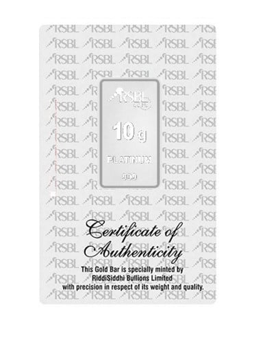 Platinum Bar Of 10 Gram 999 Purity Fineness - 10 Gm / 10 Gms 