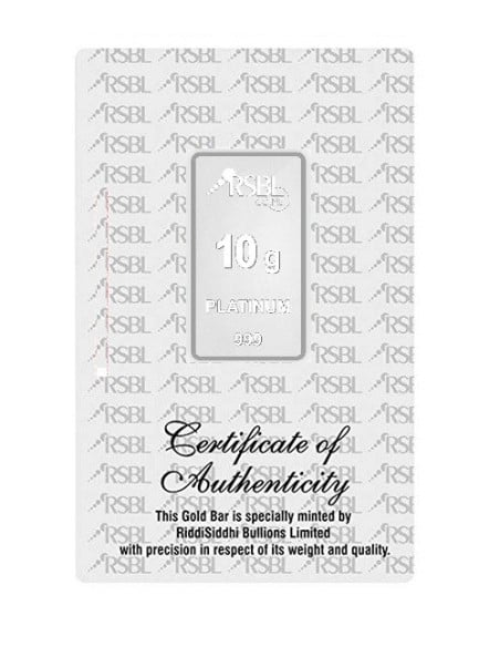 Platinum Bar Of 10 Gram 999 Purity Fineness - 10 Gm / 10 Gms 
