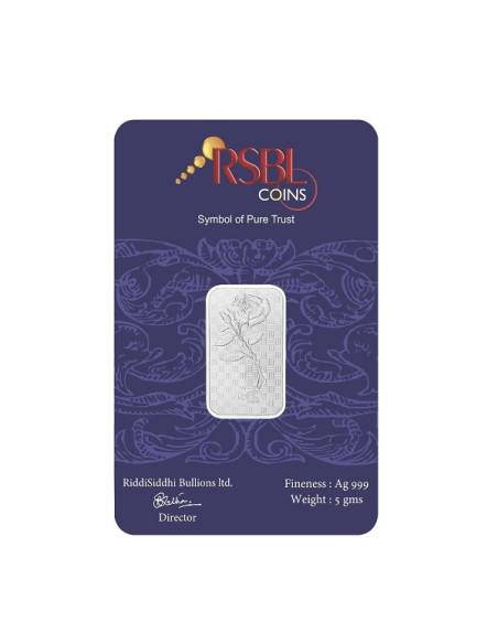 RSBL Silver Bar 5 Grams in 999 24Kt Purity Fineness 
