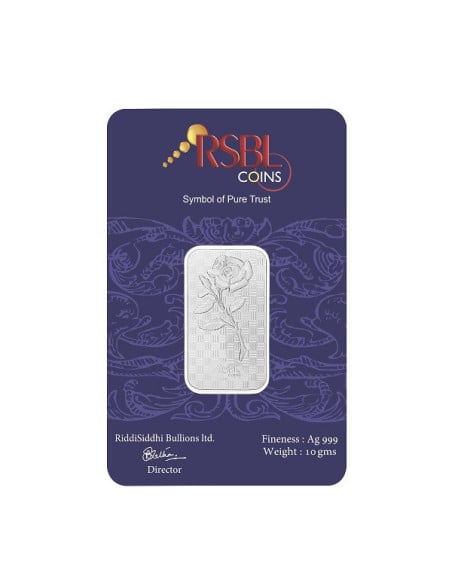 RSBL Silver Bar of 10 Grams in 24Kt 999 Purity Fineness