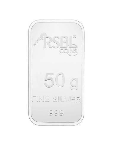 RSBL Silver Bar of 50 Grams in 24Kt 999 Purity Fineness