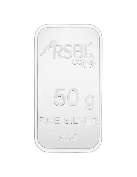 RSBL Silver Bar of 50 Grams in 24Kt 999 Purity Fineness
