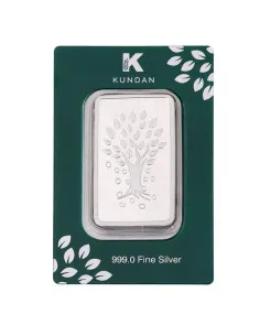 Kundan Kalpataru Tree Silver Bar Of 10 Gram in 999 Purity / Fineness