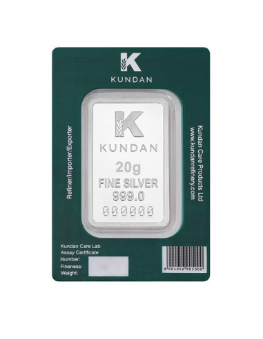 Kundan Kalpataru Tree Silver Bar of 20 Gram in 999 Purity / Fineness in Certi Card