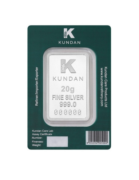 Kundan Kalpataru Tree Silver Bar of 20 Gram in 999 Purity / Fineness in Certi Card