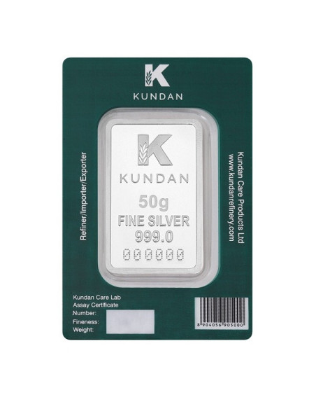 Kundan Kalpataru Tree  Silver Bar of 50 Gram in 999 Purity / Fineness in Certi Card