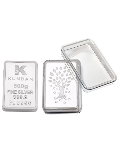 Kundan Kalpataru Silver Bar of 500 Gram in 999 Purity / Fineness in Capsule Packing
