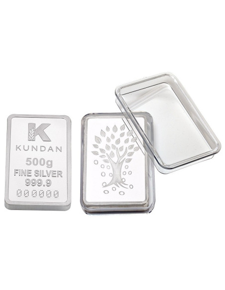 Kundan Kalpataru Silver Bar of 500 Gram in 999 Purity / Fineness in Capsule Packing