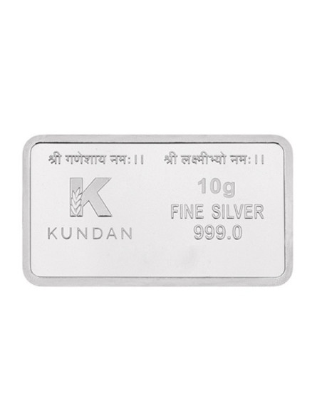 Kundan Lakshmi Ganesha Silver Bar Of 10 Gram in 999 Purity / Fineness