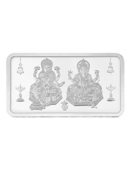 Kundan Lakshmi Ganesha Silver Bar of 50 Gram in 999 Purity / Fineness in Certi Card