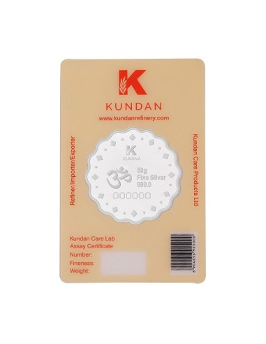 Kundan Diya Silver Coin Of 50 Gram in 999 Purity / Fineness in Certi Card