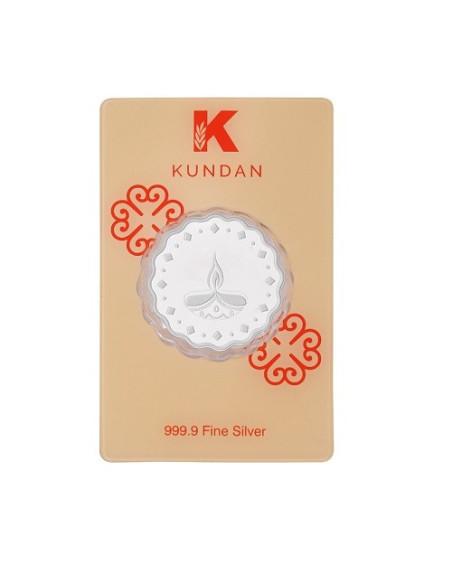 Kundan Diya Silver Coin Of 50 Gram in 999.9 Purity / Fineness in Certi Card