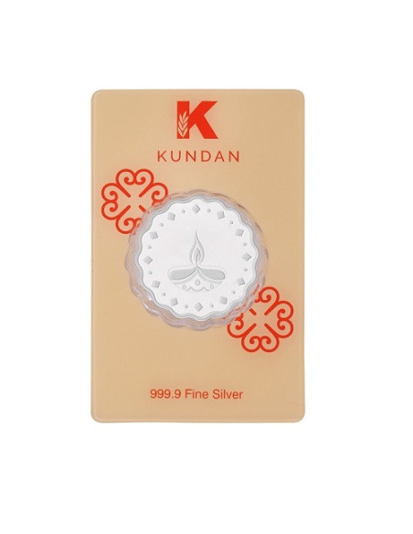 Kundan Diya Silver Coin Of 50 Gram in 999 Purity / Fineness in Certi Card