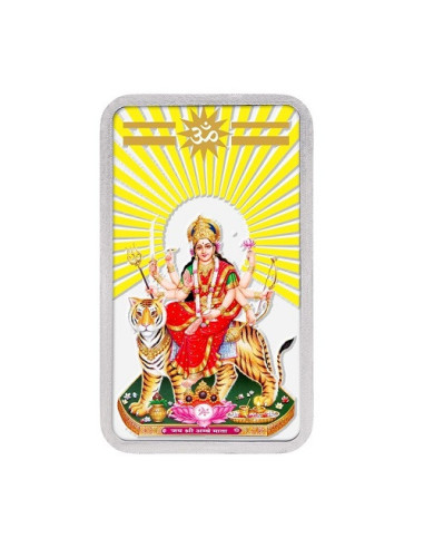Kundan Color Durga Mata  Silver Bar of 20 Gram in 999 Purity / Fineness in Certi Card