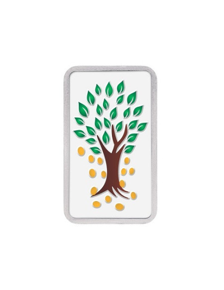 Kundan Kalpataru Tree Color Silver Bar Of 10 Gram in 999 Purity / Fineness