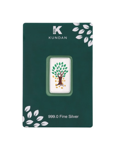 Kundan Kalpataru Tree Color Silver Bar Of 10 Gram in 999.9 Purity / Fineness