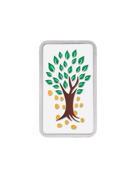 Kundan Kalpataru Tree Color  Silver Bar of 20 Gram in 999 Purity / Fineness in Certi Card