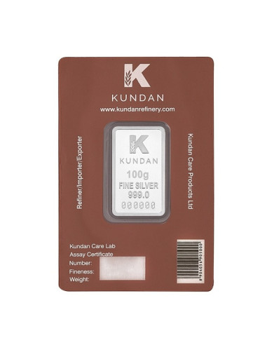 Kundan Radha Krishna Color Silver Bar Of 100 Gram in 999 Purity / Fineness in Certi Card