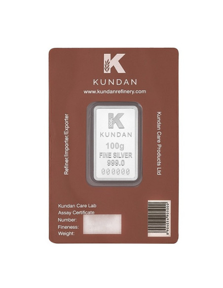 Kundan Radha Krishna Color Silver Bar Of 100 Gram in 999 Purity / Fineness in Certi Card