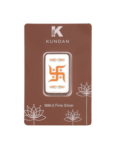 Kundan Color Swastik Silver Bar of 20 Gram in 999 Purity / Fineness in Certi Card