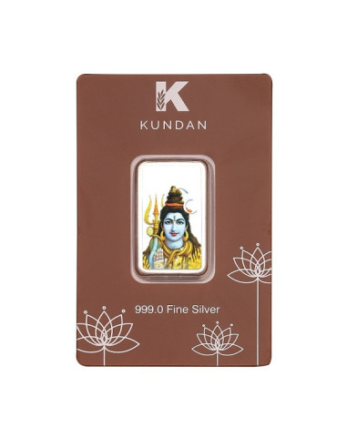 Kundan Color Shiva Silver Bar of 20 Gram in 999 Purity / Fineness in Certi Card