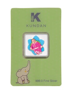 Kundan Baby Color Silver Coin Of 10 Gram in 999 Purity / Fineness
