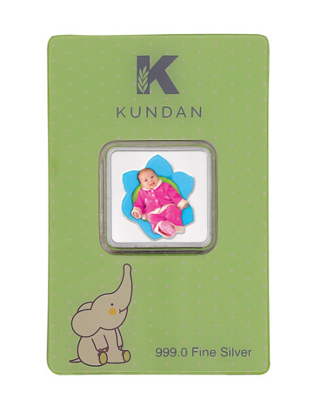 Kundan Baby Color Silver Coin Of 10 Gram in 999.9 Purity / Fineness