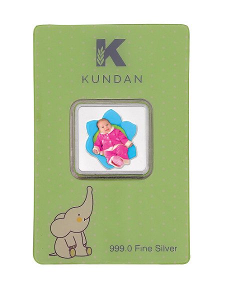 Kundan Baby Color Silver Coin Of 10 Gram in 999 Purity / Fineness