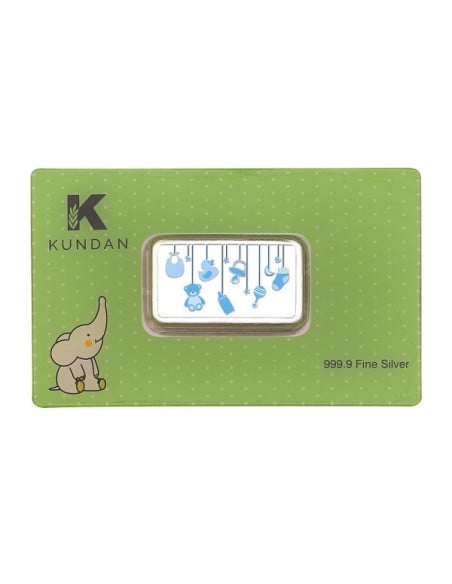 Kundan Color Baby Boy Silver Bar of 50 Gram in 999 Purity / Fineness in Certi Card