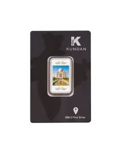 Kundan Color Taj Mahal Silver Bar of 20 Gram in 999 Purity / Fineness in Certi Card