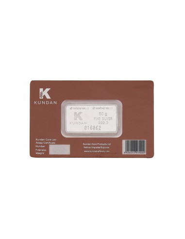 Kundan Color Kamdhenu Cow Silver Bar of 50 Gram in 999 Purity / Fineness in Certi Card