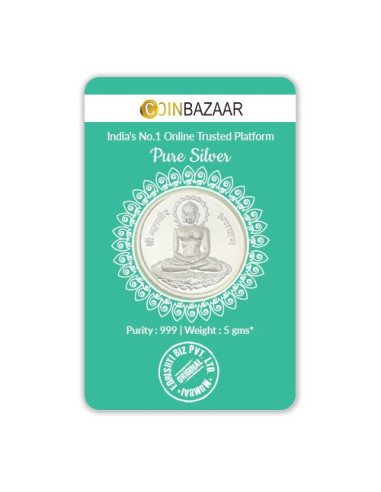 Mahavir Bhagawan Silver Coin of 5 Gram in 999 Purity / Fineness