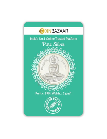 Mahavir Bhagawan Silver Coin of 5 Gram in 999 Purity / Fineness