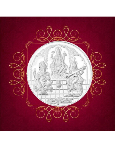 RSBL Silver Coin 20 Grams Trimurti Coin - 20 gm / 20 gms 24Kt Fineness