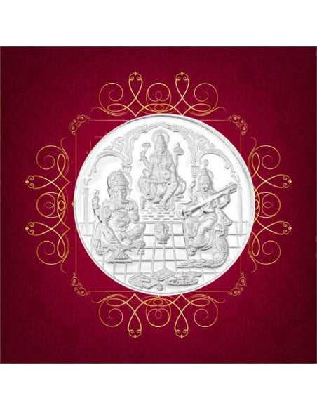 RSBL Silver Coin 100 Grams Trimurti Coin - 100 gm / 100 gms 24Kt Fineness