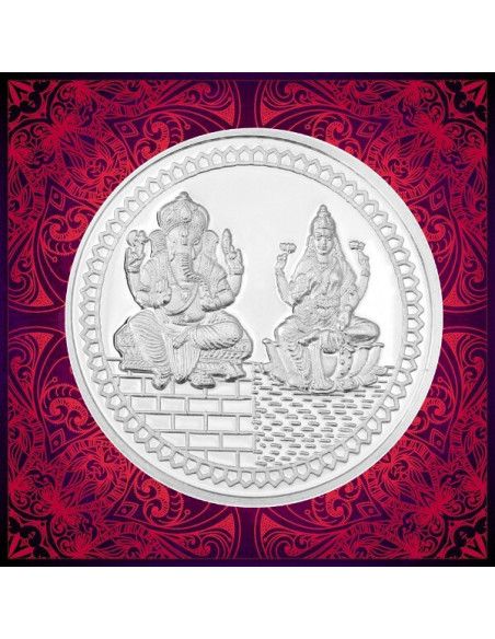 Lakshmi Ganesh Silver Coin of 100 gm in 999 Purity/Fineness