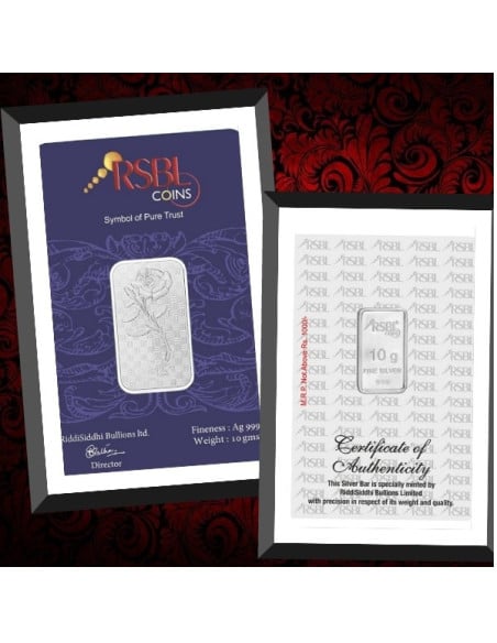 RSBL Silver Bar of 10 Grams in 24Kt 999 Purity Fineness