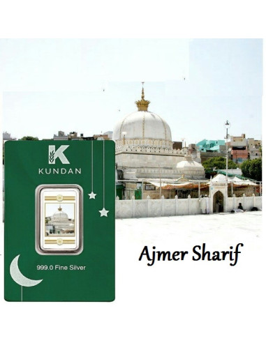Kundan Color Ajmer Sharif Silver Bar of 20 Gram in 999 Purity / Fineness in Certi Card