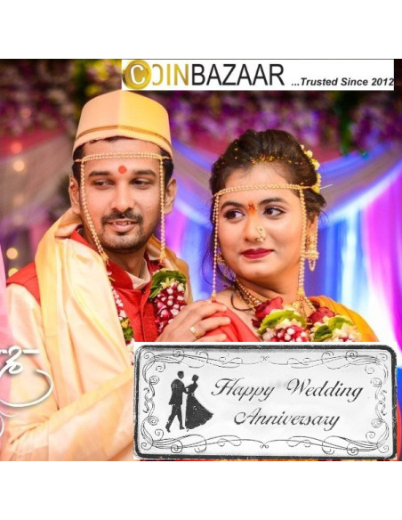 Happy Wedding Anniversary Silver Note Of 10 Gram in 999 Purity