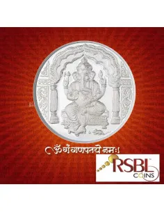 RSBL Shree Ganesh Silver Coin of 50 Gram in 999 Purity / Fineness