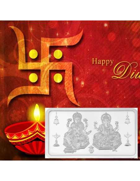 Kundan Lakshmi Ganesha Silver Bar Of 10 Gram in 999 Purity / Fineness