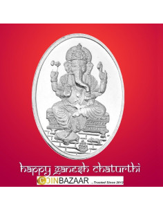 Oval Shape Ganesh Silver Coin of 10 gm in 999 Purity / Fineness By Coinbazaar