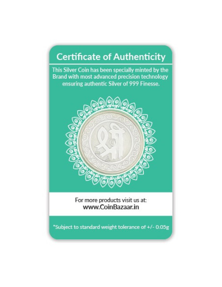 Vitthal Rukmini Silver Coin 10 Gram in 999 Purity / Fineness