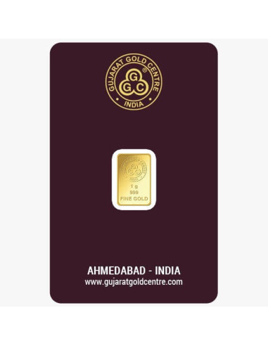 Gujrat Gold Centre Gold Bar Of 1 Gram 24Kt in 999 Purity / Fineness