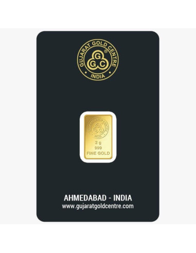 Gujrat Gold Centre Gold Bar Of 2 Gram 24Kt in 999 Purity / Fineness