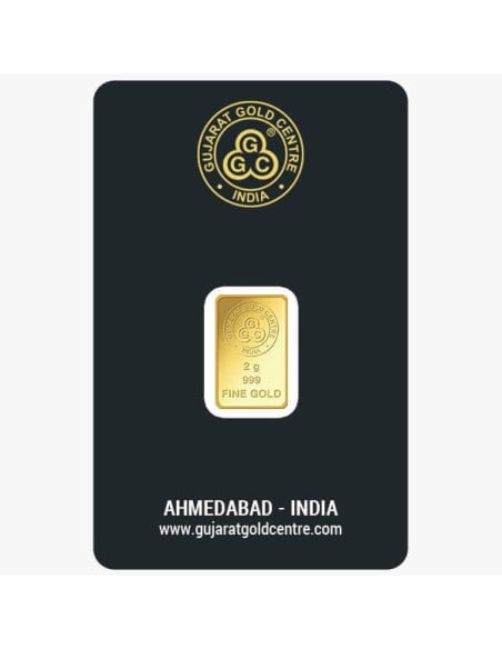 Gujrat Gold Centre Gold Bar Of 2 Gram 24Kt in 999 Purity / Fineness